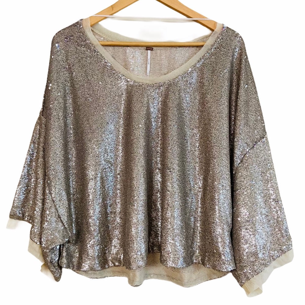 Free People Champagne Dreams Sequin Party Blouse - Picture 11 of 11